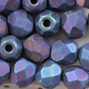 Glasschliffperlen 4 mm blau iris metallic matt