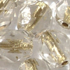 Glasschliffperlen 6 mm crystal mit Goldeinzug