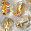 Glasschliffperlen 6 mm  crystal AB- rotgold Farbeinzug