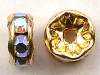 Preciosa Strassrondell 7 mm  crystal AB - gold, 4 Stück