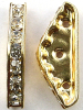 Preciosa Strass-Halfmoon 22x8 mm, spitz mit 3 Löchern crystal - gold, 2 Stück