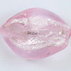 gedrehte Perle rosa mit Silberfolie 18x13 mm, 4 Stück