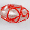 Olive crystal mit Silberfolie / rote Verzierung Ø 16mm, 2 Stück