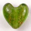 Herz oliv mit Kupfersprenkel 15x15x mm, 2 Stück