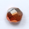 Glasschliffperlen 8 mm orange silber metallic