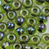Rocailles oliv blau iris - schwarzer Farbeinzug 4,0mm 20g