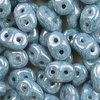 SuperDuo Beads weiß -  blau gelüstert  2,5 x 5mm  10g