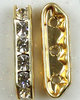 Preciosa Strassbrücke 21x6 mm, flach mit 3 Löchern crystal-gold, 2 Stück