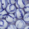 Glasperlen rund 6 mm weiß blau gestreift 40 Stück