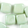 Flat Silky Bead weiß - pastell grün gelüstert  6mm 25Stk. Two-Hole-Beads
