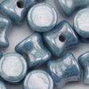 Preciosa Pellet Beads 4x6mm weiß blau gelüstert 50 Stk.