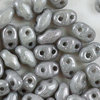 MiniDuo Beads weiß grau gelüstert (Keramik grau gelüstert)  2 x 4mm  10g