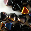 Glasperlen Doppelpyramide 6 mm schwarz sliperit  (50 Stk. Packung)