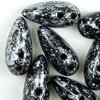 Preciosa Chilli™ Beads jet - grau silber tweedy 4 x 11mm  50Stk.