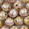 Dobble Beads 6mm (2-Loch-Kugeln) weiß lila gold gelüstert  30 Stk.