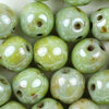 Dobble Beads 6mm (2-Loch-Kugeln) weiß ultra grün gelüstert  30 Stk.