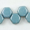 Honeycomb Beads weiß - blau gelüstert  6mm 30Stk.