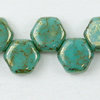 Honeycomb Beads meergrün opak - bronze picasso  6mm 30Stk.