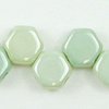 Honeycomb Beads weiß - pastell grün gelüstert  6mm 30Stk.
