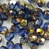 Glasschliffperlen 4 mm blau capri gold