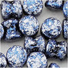 Preciosa Pellet Beads 4x6mm jet - blau silber tweedy 50 Stk.