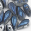 DropDuo Beads 3 x 6 mm weiß full blue flare 25 Stk.