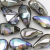 DropDuo Beads 3 x 6 mm crystal graphite rainbow 25 Stk.