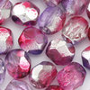 Glasschliffperlen 4 mm crystal silber - pink lila