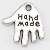 "Hand made " -Anhänger, 10 x 12 mm, silberfarbig, 10 Stück