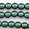 Imitationsperlenrund pearl shell dark teal 3 mm, 1 Strang mit 150 Stk.