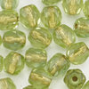 Glasschliffperlen 4 mm oliv mit Goldeinzug