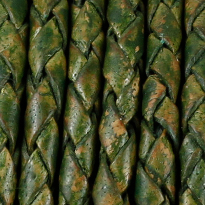 Lederband, geflochten 3 mm dunkel oliv antik - REST 0,29m