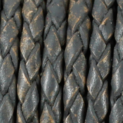 Lederband, geflochten 3 mm grau antik - REST 0,76m