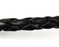 Lederband, geflochten 3 mm  schwarz - REST 0,56m