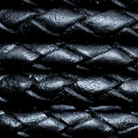 Lederband, geflochten 4mm  schwarz - REST 0,84m