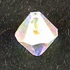 Swarovski Perlen 6301 Doppelkegel 6 mm quer gebohrt crystal AB 2x - REST 2 Stück