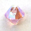Swarovski Perlen 6328 Doppelkegel 6 mm quer gebohrt light rose AB 2x - REST 3 Stück