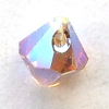 Swarovski Perlen 6301 Doppelkegel 6 mm quer gebohrt light colorado topaz AB 2x - REST 3 Stück