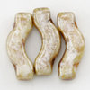 Bridge Beads weiß - ivory spotted 3 x 12mm, 24 Stk.